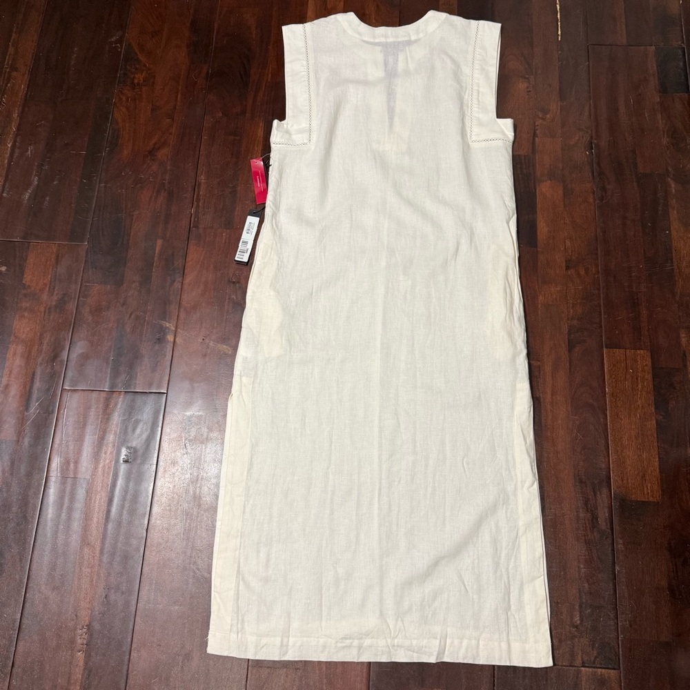 New Carbon38 Linen Blend Maxi Dress Women’s Medium Sleeveless Cream - Picture 9 of 10